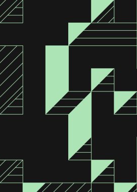 Edward Zajec 'in 1971' deki Il Cubo 'sunun uygulanması. Esasen 8 taştan oluşan bir Truchet fayans seti ve yerleştirme sanatı illüstrasyonu için kurallar