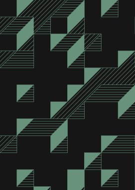 Edward Zajec 'in 1971' deki Il Cubo 'sunun uygulanması. Esasen 8 taştan oluşan bir Truchet fayans seti ve yerleştirme sanatı illüstrasyonu için kurallar