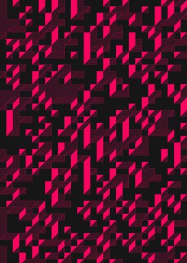 Edward Zajec 'in 1971' deki Il Cubo 'sunun uygulanması. Esasen 8 taştan oluşan bir Truchet fayans seti ve yerleştirme sanatı illüstrasyonu için kurallar