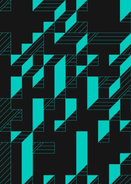 Edward Zajec 'in 1971' deki Il Cubo 'sunun uygulanması. Esasen 8 taştan oluşan bir Truchet fayans seti ve yerleştirme sanatı illüstrasyonu için kurallar