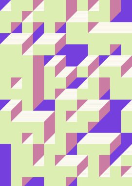 Edward Zajec 'in 1971' deki Il Cubo 'sunun uygulanması. Esasen 8 taştan oluşan bir Truchet fayans seti ve yerleştirme sanatı illüstrasyonu için kurallar