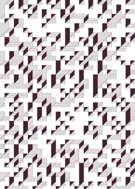 Edward Zajec 'in 1971' deki Il Cubo 'sunun uygulanması. Esasen 8 taştan oluşan bir Truchet fayans seti ve yerleştirme sanatı illüstrasyonu için kurallar