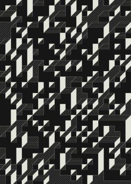 Edward Zajec 'in 1971' deki Il Cubo 'sunun uygulanması. Esasen 8 taştan oluşan bir Truchet fayans seti ve yerleştirme sanatı illüstrasyonu için kurallar