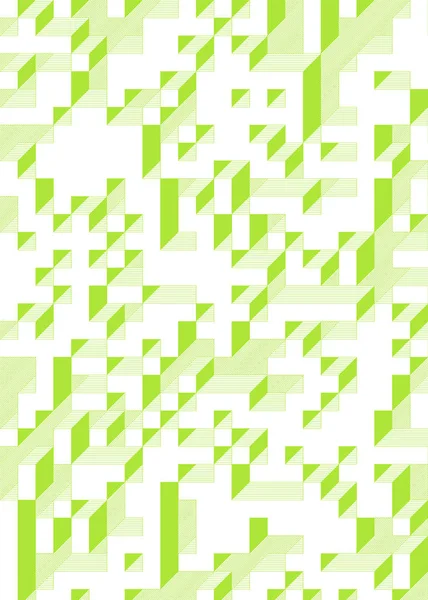 Edward Zajec 'in 1971' deki Il Cubo 'sunun uygulanması. Esasen 8 taştan oluşan bir Truchet fayans seti ve yerleştirme sanatı illüstrasyonu için kurallar