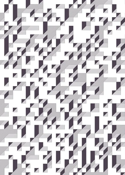 Edward Zajec 'in 1971' deki Il Cubo 'sunun uygulanması. Esasen 8 taştan oluşan bir Truchet fayans seti ve yerleştirme sanatı illüstrasyonu için kurallar