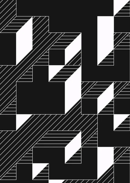 Edward Zajec 'in 1971' deki Il Cubo 'sunun uygulanması. Esasen 8 taştan oluşan bir Truchet fayans seti ve yerleştirme sanatı illüstrasyonu için kurallar