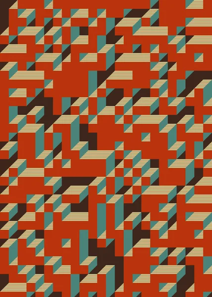 Edward Zajec 'in 1971' deki Il Cubo 'sunun uygulanması. Esasen 8 taştan oluşan bir Truchet fayans seti ve yerleştirme sanatı illüstrasyonu için kurallar