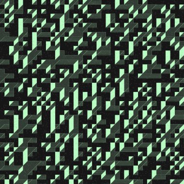 Edward Zajec 'in 1971' deki Il Cubo 'sunun uygulanması. Esasen 8 taştan oluşan bir Truchet fayans seti ve yerleştirme sanatı illüstrasyonu için kurallar