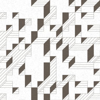 Edward Zajec 'in 1971' deki Il Cubo 'sunun uygulanması. Esasen 8 taştan oluşan bir Truchet fayans seti ve yerleştirme sanatı illüstrasyonu için kurallar