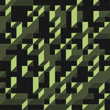 Edward Zajec 'in 1971' deki Il Cubo 'sunun uygulanması. Esasen 8 taştan oluşan bir Truchet fayans seti ve yerleştirme sanatı illüstrasyonu için kurallar