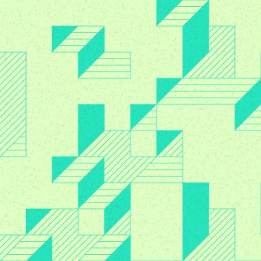 Edward Zajec 'in 1971' deki Il Cubo 'sunun uygulanması. Esasen 8 taştan oluşan bir Truchet fayans seti ve yerleştirme sanatı illüstrasyonu için kurallar