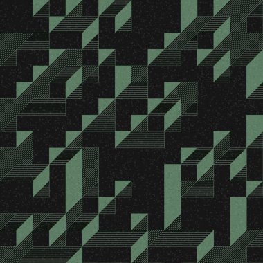 Edward Zajec 'in 1971' deki Il Cubo 'sunun uygulanması. Esasen 8 taştan oluşan bir Truchet fayans seti ve yerleştirme sanatı illüstrasyonu için kurallar