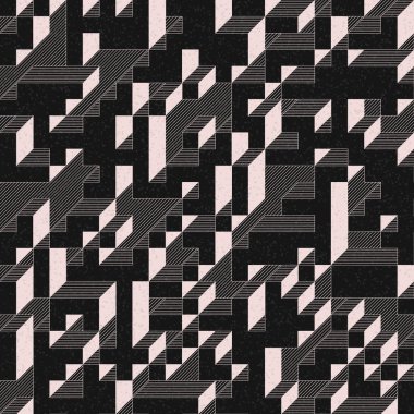 Edward Zajec 'in 1971' deki Il Cubo 'sunun uygulanması. Esasen 8 taştan oluşan bir Truchet fayans seti ve yerleştirme sanatı illüstrasyonu için kurallar