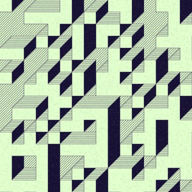 Edward Zajec 'in 1971' deki Il Cubo 'sunun uygulanması. Esasen 8 taştan oluşan bir Truchet fayans seti ve yerleştirme sanatı illüstrasyonu için kurallar