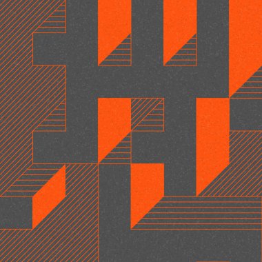 Edward Zajec 'in 1971' deki Il Cubo 'sunun uygulanması. Esasen 8 taştan oluşan bir Truchet fayans seti ve yerleştirme sanatı illüstrasyonu için kurallar