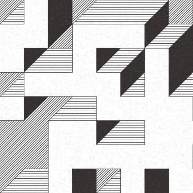 Edward Zajec 'in 1971' deki Il Cubo 'sunun uygulanması. Esasen 8 taştan oluşan bir Truchet fayans seti ve yerleştirme sanatı illüstrasyonu için kurallar