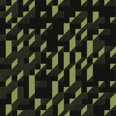 Edward Zajec 'in 1971' deki Il Cubo 'sunun uygulanması. Esasen 8 taştan oluşan bir Truchet fayans seti ve yerleştirme sanatı illüstrasyonu için kurallar