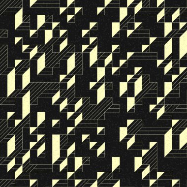 Edward Zajec 'in 1971' deki Il Cubo 'sunun uygulanması. Esasen 8 taştan oluşan bir Truchet fayans seti ve yerleştirme sanatı illüstrasyonu için kurallar