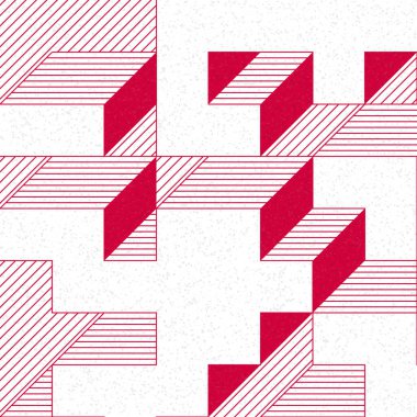 Edward Zajec 'in 1971' deki Il Cubo 'sunun uygulanması. Esasen 8 taştan oluşan bir Truchet fayans seti ve yerleştirme sanatı illüstrasyonu için kurallar