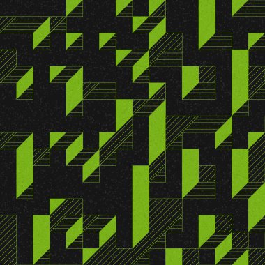 Edward Zajec 'in 1971' deki Il Cubo 'sunun uygulanması. Esasen 8 taştan oluşan bir Truchet fayans seti ve yerleştirme sanatı illüstrasyonu için kurallar