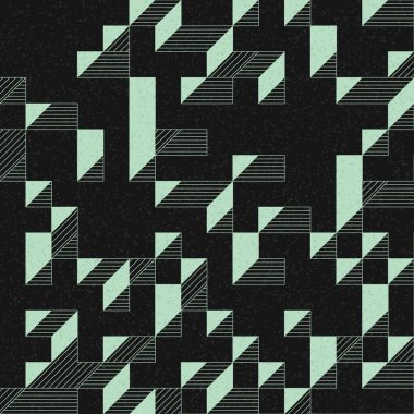 Edward Zajec 'in 1971' deki Il Cubo 'sunun uygulanması. Esasen 8 taştan oluşan bir Truchet fayans seti ve yerleştirme sanatı illüstrasyonu için kurallar