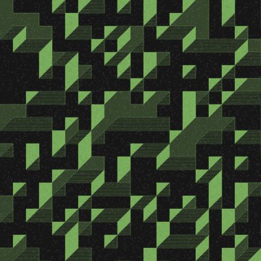 Edward Zajec 'in 1971' deki Il Cubo 'sunun uygulanması. Esasen 8 taştan oluşan bir Truchet fayans seti ve yerleştirme sanatı illüstrasyonu için kurallar