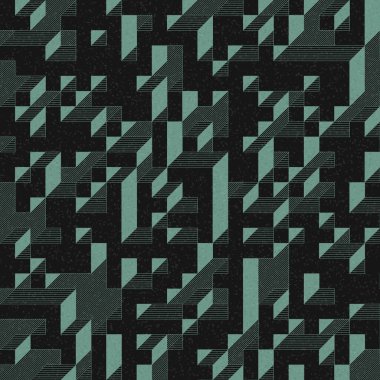 Edward Zajec 'in 1971' deki Il Cubo 'sunun uygulanması. Esasen 8 taştan oluşan bir Truchet fayans seti ve yerleştirme sanatı illüstrasyonu için kurallar