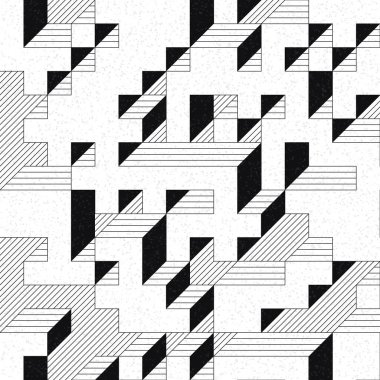 Edward Zajec 'in 1971' deki Il Cubo 'sunun uygulanması. Esasen 8 taştan oluşan bir Truchet fayans seti ve yerleştirme sanatı illüstrasyonu için kurallar