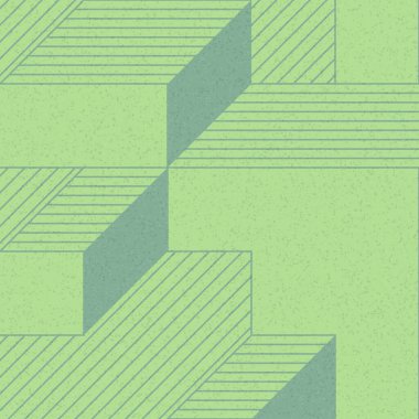 Edward Zajec 'in 1971' deki Il Cubo 'sunun uygulanması. Esasen 8 taştan oluşan bir Truchet fayans seti ve yerleştirme sanatı illüstrasyonu için kurallar