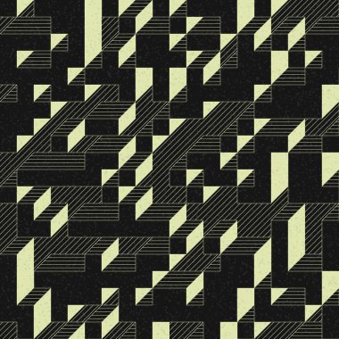 Edward Zajec 'in 1971' deki Il Cubo 'sunun uygulanması. Esasen 8 taştan oluşan bir Truchet fayans seti ve yerleştirme sanatı illüstrasyonu için kurallar