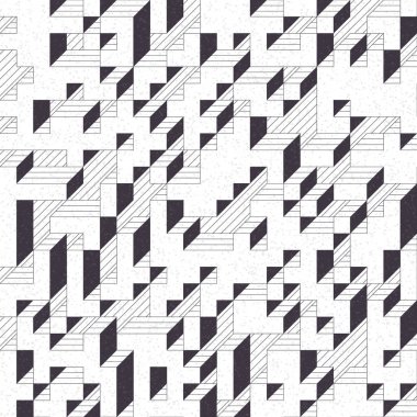 Edward Zajec 'in 1971' deki Il Cubo 'sunun uygulanması. Esasen 8 taştan oluşan bir Truchet fayans seti ve yerleştirme sanatı illüstrasyonu için kurallar