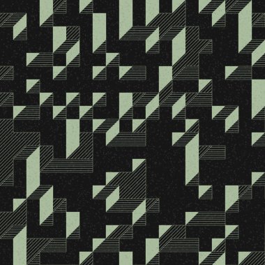 Edward Zajec 'in 1971' deki Il Cubo 'sunun uygulanması. Esasen 8 taştan oluşan bir Truchet fayans seti ve yerleştirme sanatı illüstrasyonu için kurallar