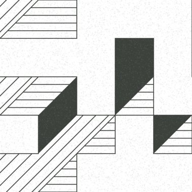 Edward Zajec 'in 1971' deki Il Cubo 'sunun uygulanması. Esasen 8 taştan oluşan bir Truchet fayans seti ve yerleştirme sanatı illüstrasyonu için kurallar