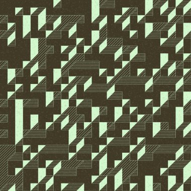 Edward Zajec 'in 1971' deki Il Cubo 'sunun uygulanması. Esasen 8 taştan oluşan bir Truchet fayans seti ve yerleştirme sanatı illüstrasyonu için kurallar