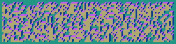 Edward Zajec 'in 1971' deki Il Cubo 'sunun uygulanması. Esasen 8 taştan oluşan bir Truchet fayans seti ve yerleştirme sanatı illüstrasyonu için kurallar