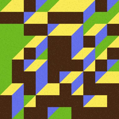 Edward Zajec 'in 1971' deki Il Cubo 'sunun uygulanması. Esasen 8 taştan oluşan bir Truchet fayans seti ve yerleştirme sanatı illüstrasyonu için kurallar