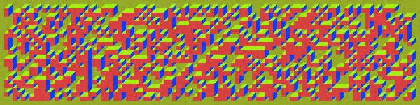 Edward Zajec 'in 1971' deki Il Cubo 'sunun uygulanması. Esasen 8 taştan oluşan bir Truchet fayans seti ve yerleştirme sanatı illüstrasyonu için kurallar