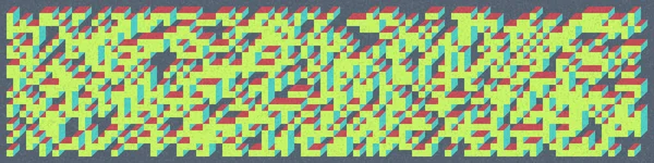 Edward Zajec 'in 1971' deki Il Cubo 'sunun uygulanması. Esasen 8 taştan oluşan bir Truchet fayans seti ve yerleştirme sanatı illüstrasyonu için kurallar