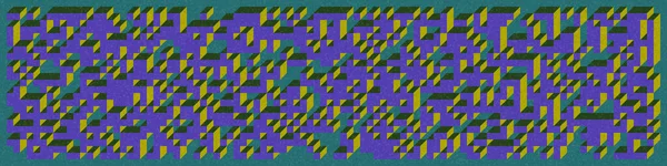 Edward Zajec 'in 1971' deki Il Cubo 'sunun uygulanması. Esasen 8 taştan oluşan bir Truchet fayans seti ve yerleştirme sanatı illüstrasyonu için kurallar