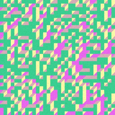 Edward Zajec 'in 1971' deki Il Cubo 'sunun uygulanması. Esasen 8 taştan oluşan bir Truchet fayans seti ve yerleştirme sanatı illüstrasyonu için kurallar