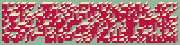 Edward Zajec 'in 1971' deki Il Cubo 'sunun uygulanması. Esasen 8 taştan oluşan bir Truchet fayans seti ve yerleştirme sanatı illüstrasyonu için kurallar