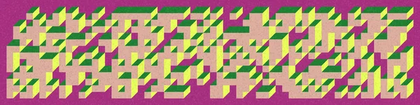 Edward Zajec 'in 1971' deki Il Cubo 'sunun uygulanması. Esasen 8 taştan oluşan bir Truchet fayans seti ve yerleştirme sanatı illüstrasyonu için kurallar