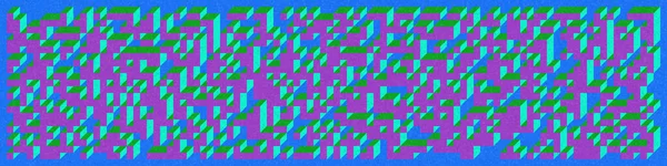 Edward Zajec 'in 1971' deki Il Cubo 'sunun uygulanması. Esasen 8 taştan oluşan bir Truchet fayans seti ve yerleştirme sanatı illüstrasyonu için kurallar