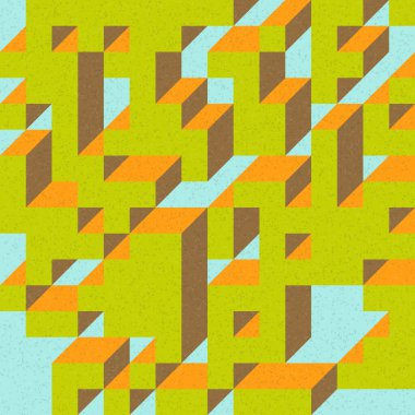 Edward Zajec 'in 1971' deki Il Cubo 'sunun uygulanması. Esasen 8 taştan oluşan bir Truchet fayans seti ve yerleştirme sanatı illüstrasyonu için kurallar