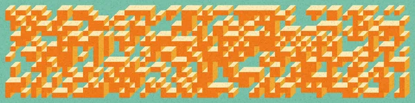 Edward Zajec 'in 1971' deki Il Cubo 'sunun uygulanması. Esasen 8 taştan oluşan bir Truchet fayans seti ve yerleştirme sanatı illüstrasyonu için kurallar