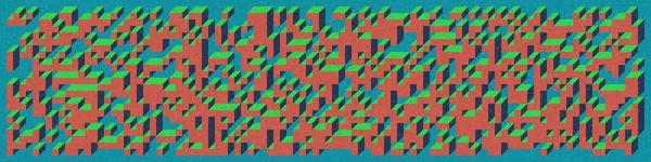 Edward Zajec 'in 1971' deki Il Cubo 'sunun uygulanması. Esasen 8 taştan oluşan bir Truchet fayans seti ve yerleştirme sanatı illüstrasyonu için kurallar