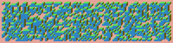 Edward Zajec 'in 1971' deki Il Cubo 'sunun uygulanması. Esasen 8 taştan oluşan bir Truchet fayans seti ve yerleştirme sanatı illüstrasyonu için kurallar