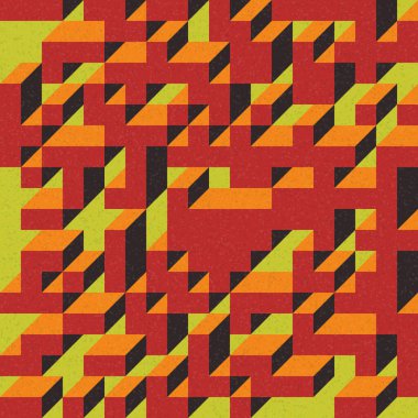 Edward Zajec 'in 1971' deki Il Cubo 'sunun uygulanması. Esasen 8 taştan oluşan bir Truchet fayans seti ve yerleştirme sanatı illüstrasyonu için kurallar