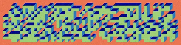 Edward Zajec 'in 1971' deki Il Cubo 'sunun uygulanması. Esasen 8 taştan oluşan bir Truchet fayans seti ve yerleştirme sanatı illüstrasyonu için kurallar