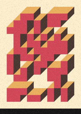 Edward Zajec 'in 1971' deki Il Cubo 'sunun uygulanması. Esasen 8 taştan oluşan bir Truchet fayans seti ve yerleştirme sanatı illüstrasyonu için kurallar